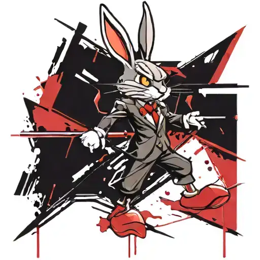 Bugs Bunny With A Black Suit And A Serious Look