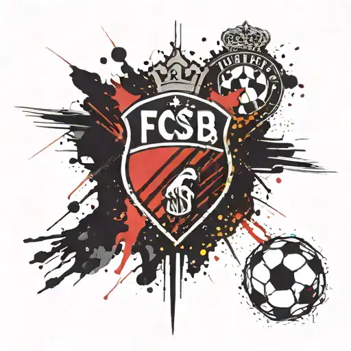 An Abstract Design Featuring The Fcsb Emblem Morphing Into A Football