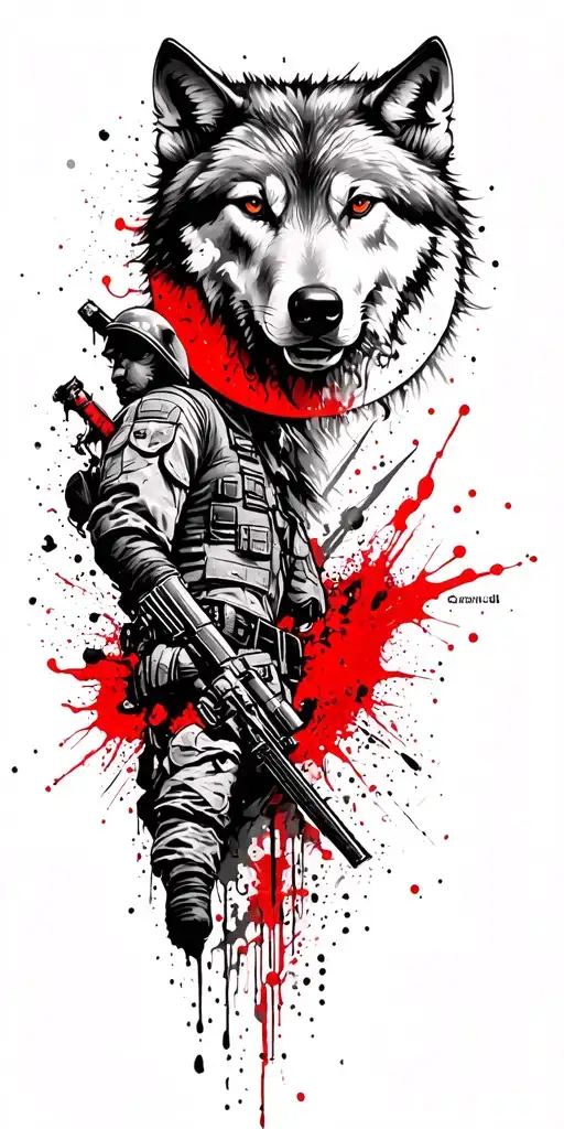 Wolf And Moon And Soldier