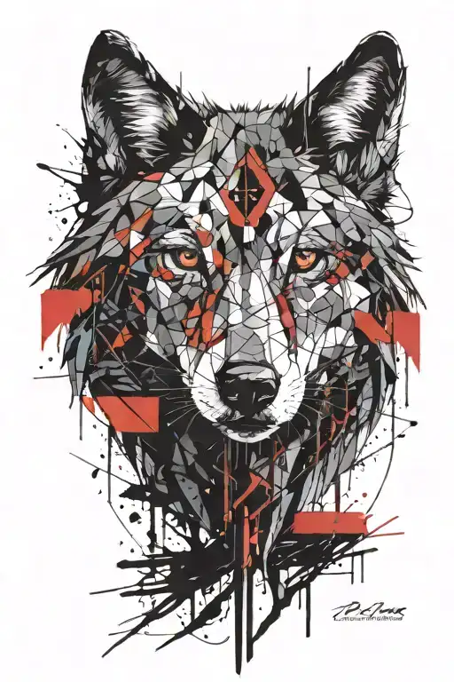 An Intricate Wolf Design Inspired By Architectural Blueprints