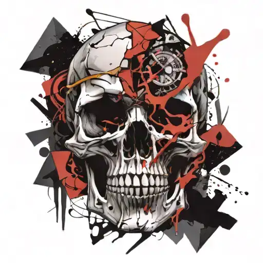 Skull Time Hour Glass Shards Flying Everywhere