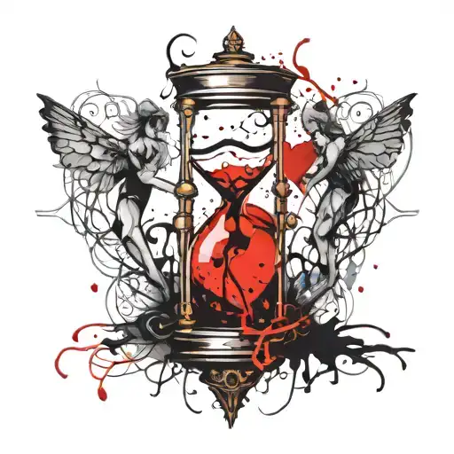 Hourglass Containing A Heart And A Silhouette Of A Couple Kissing