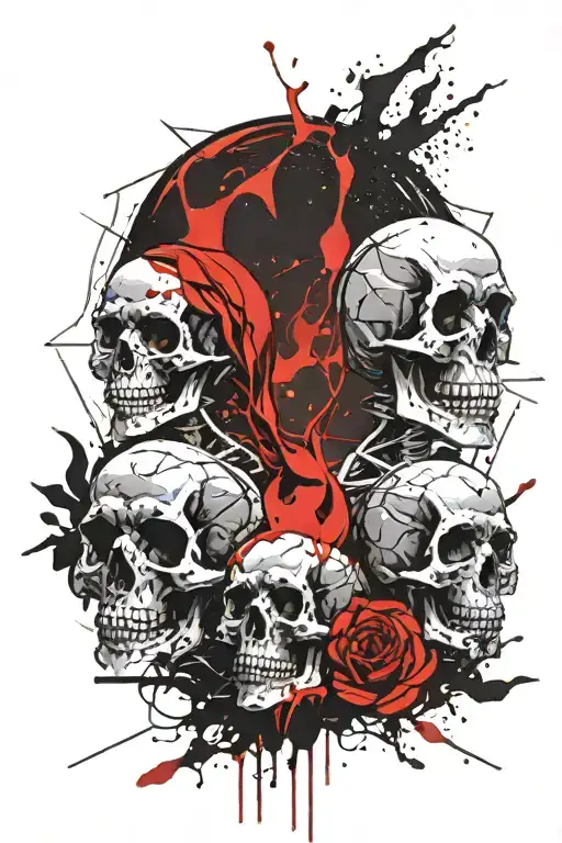 Skull Lovers Sitting On The Moon