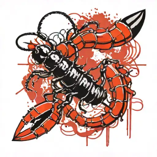 Scolopendra Against The Background Of The Inscriptions Lier