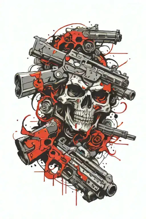 Gun Strewn With Skulls