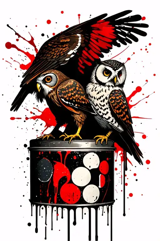 Spartan And Owl Perched On A Vintage