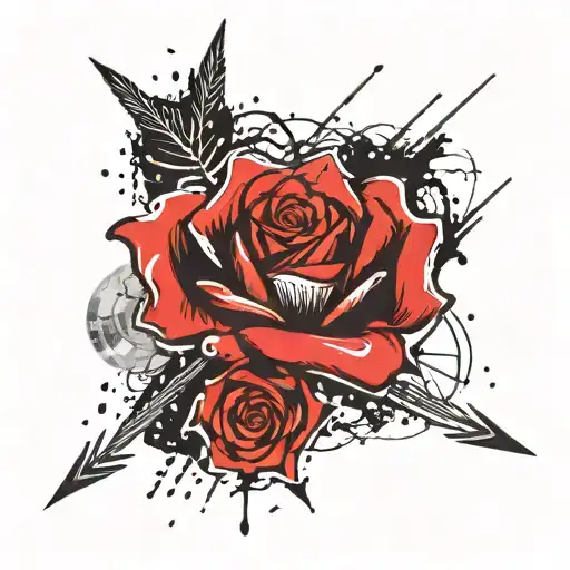 Rose On Fire With Arrow Going Thru It And A Jupiter That Is Connected To A Controler