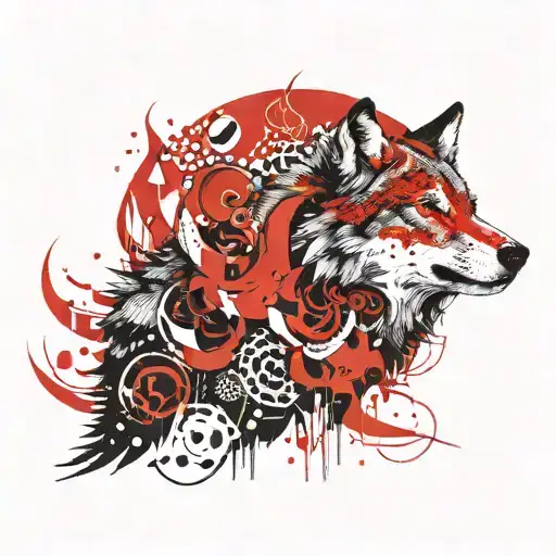 Wolf Howling Moon Phases Forming Intricate Patterns