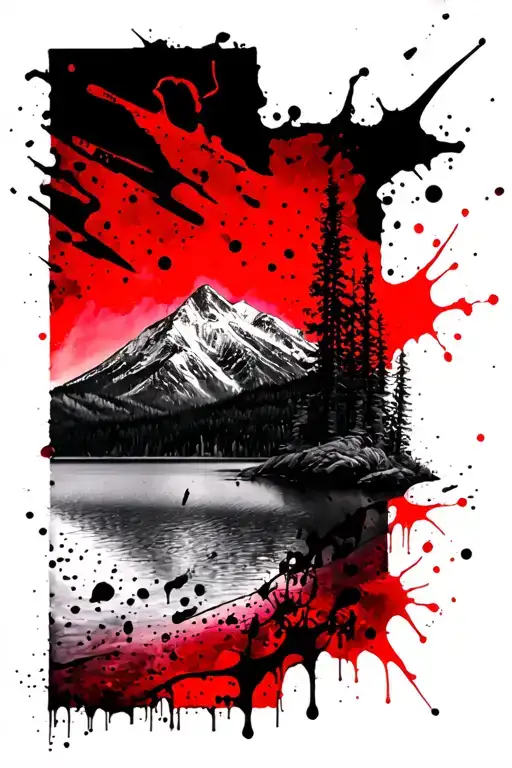 Mountain Nature Drawing Metaphor With Lake