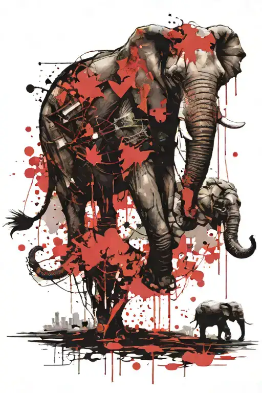 World Map And Elephant Walking