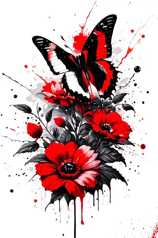 Papillon Sur Fleurs De Lys Flower In The Background