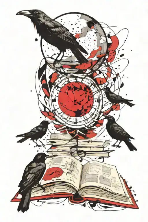 Books With Moon And Raven