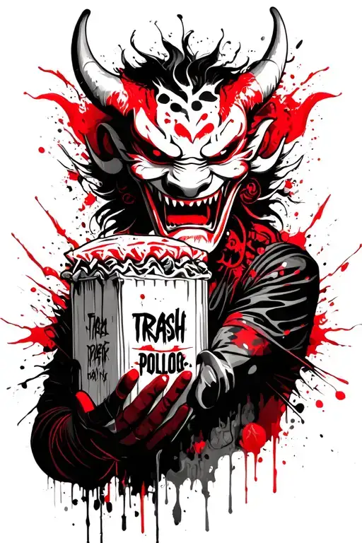 Japoneese Demon Mask Holding