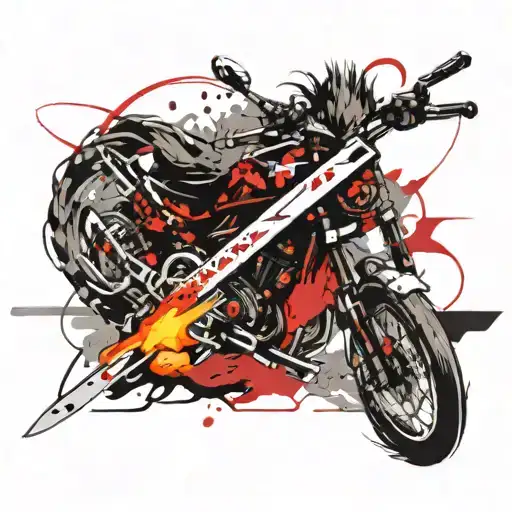 Katana With Fire And Barbed Wire