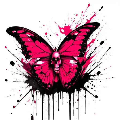 Pink Butterfly Skull