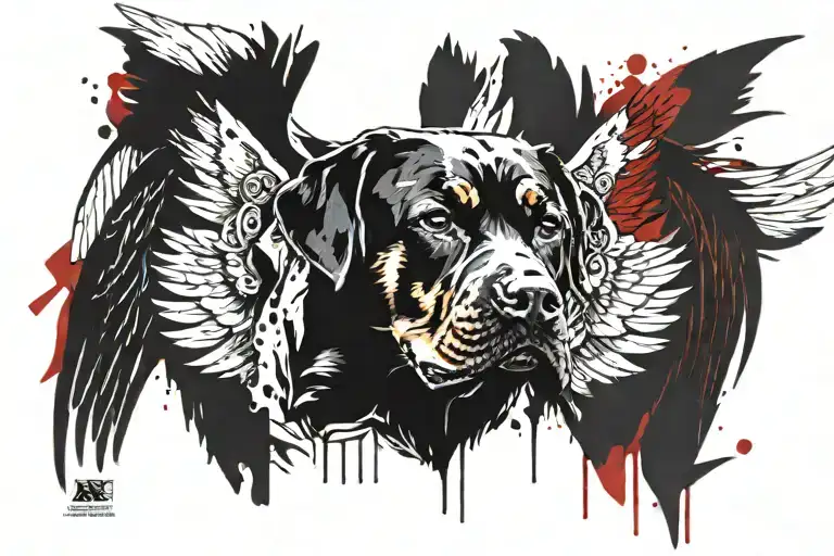 Rottweiler With Angel Wings