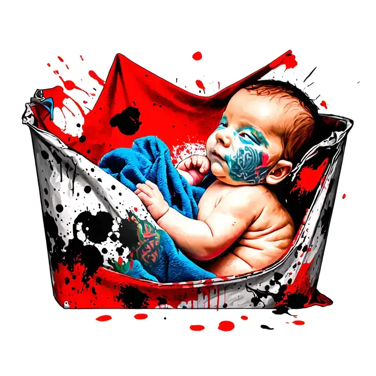 Baby In Blue Blanket Wrapped