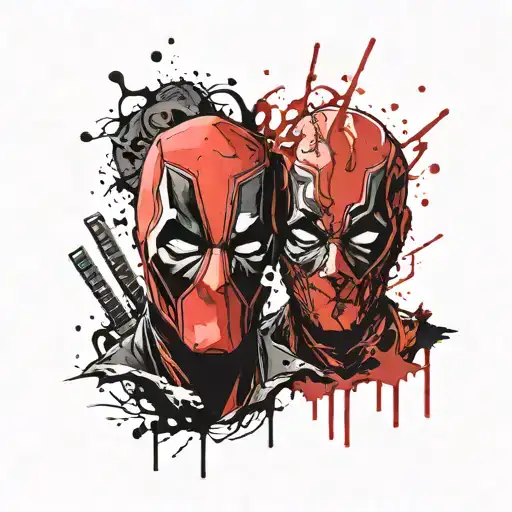 Deadpool And The Joker Face Split Vertically