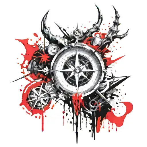 Compass Combined With Devil Horns
