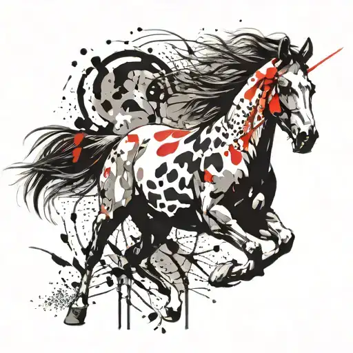 Pinto Horse Galloping