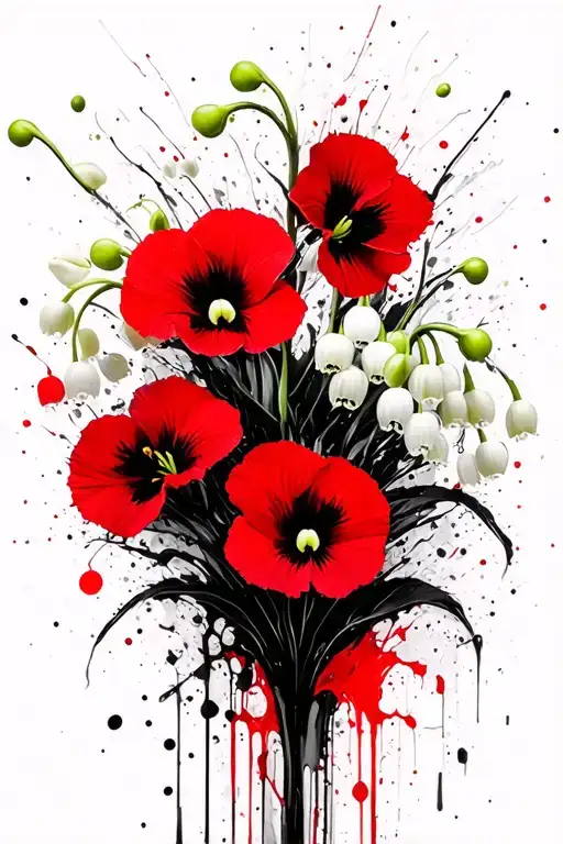 Lily Of The Valley And Violets And Carnations Growing