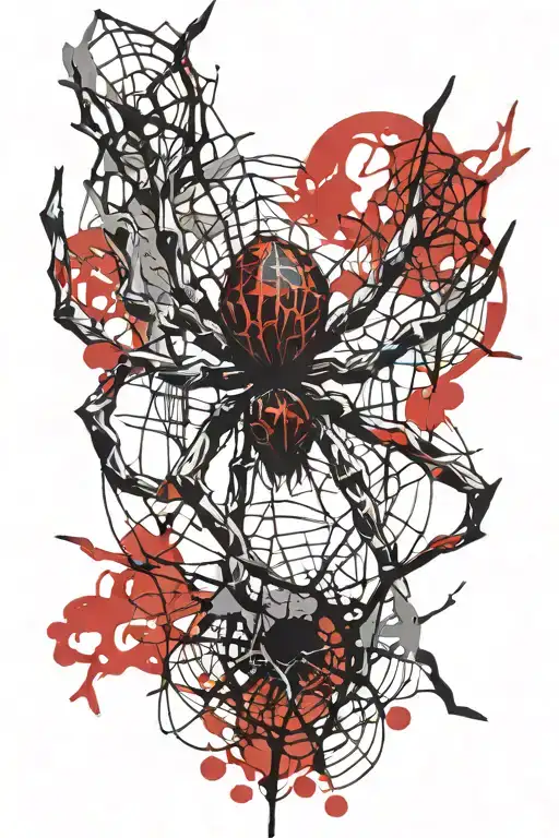 Spider Hanging Upside Thorn Branches