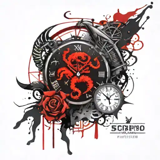 Scorpio Sign With Roman Numeral Clock