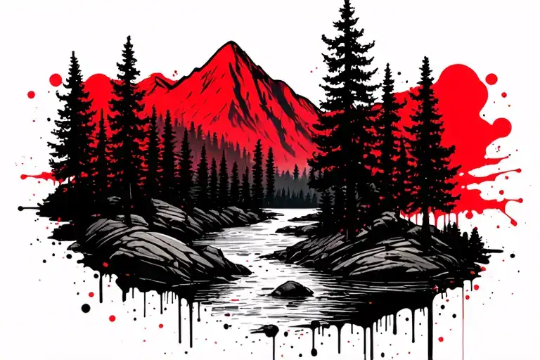 Rocky Mountain With Trees And A River