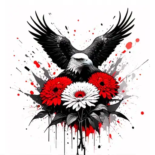 Eagle Holding Chrysanthemum Flower