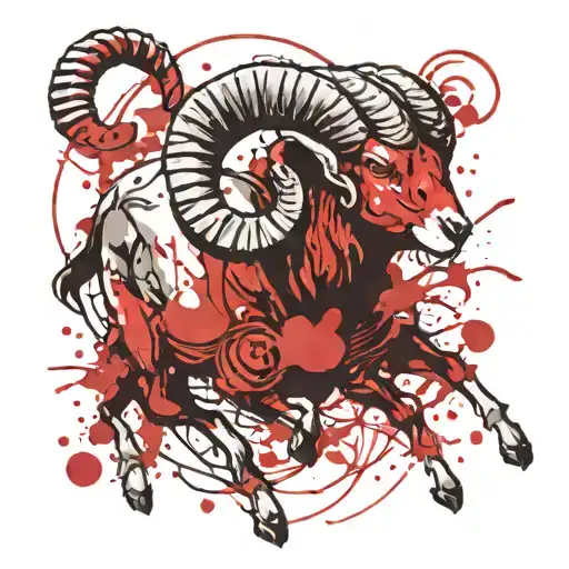 Create A Tattoo Featuring A Fierce Aries Ram Battling In A Fantasy Game Setting