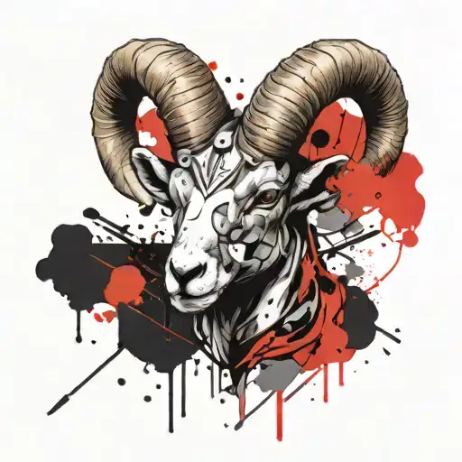 Create A Tattoo Of An Aries Ram Wearing Armor Inspired By Video Game Characters