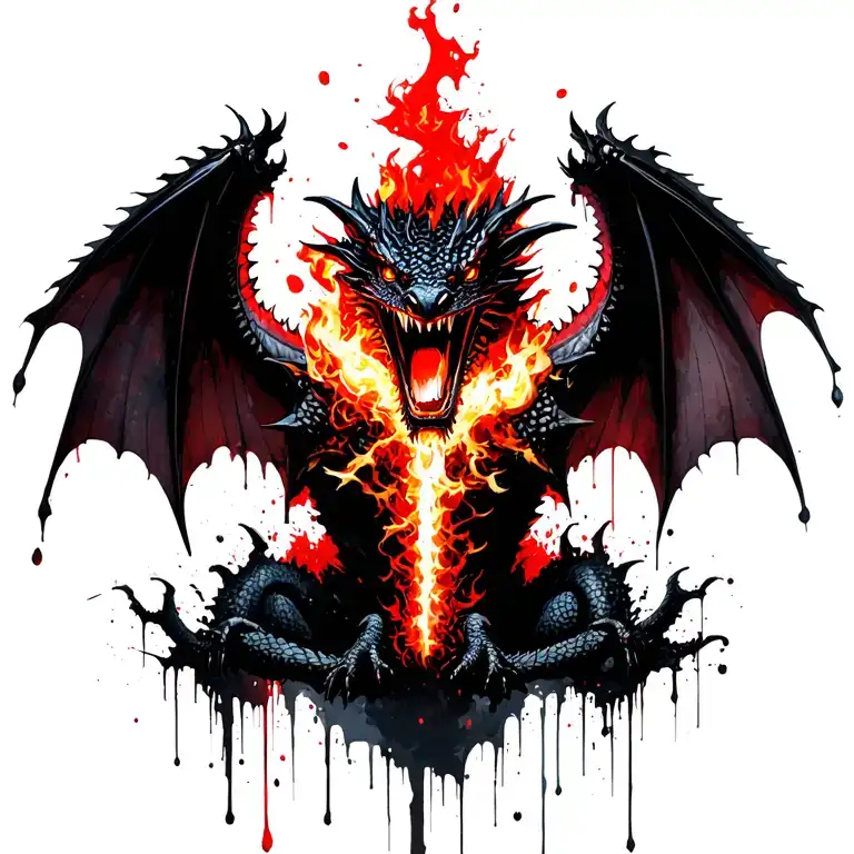 Gargoyle With A Dragon Breathing Fire Wrappe