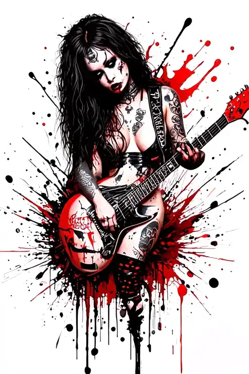 Darkly Alluring Full Nude Goth Girl Rocking Out