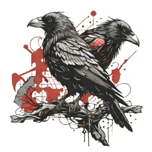 Viking Hugin Et Munin Raven Perched