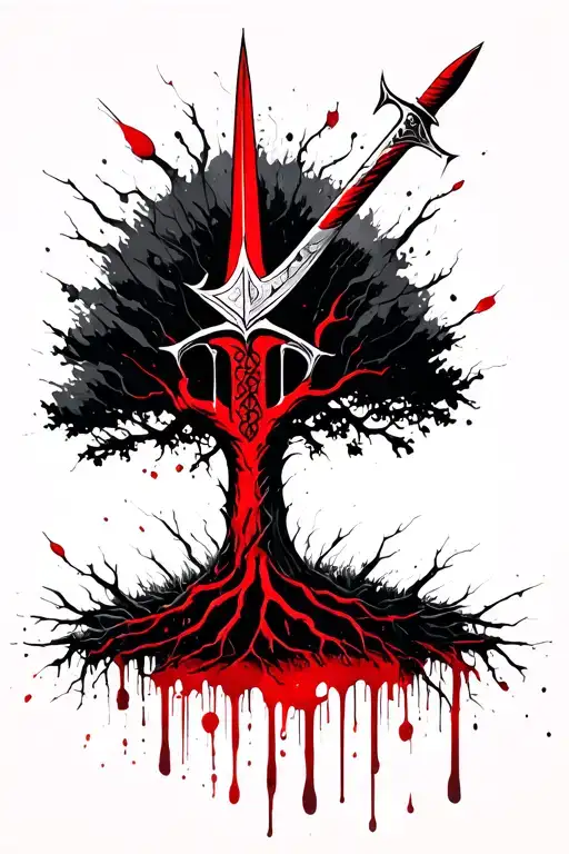 Broken Sword Inside A Growing Tree