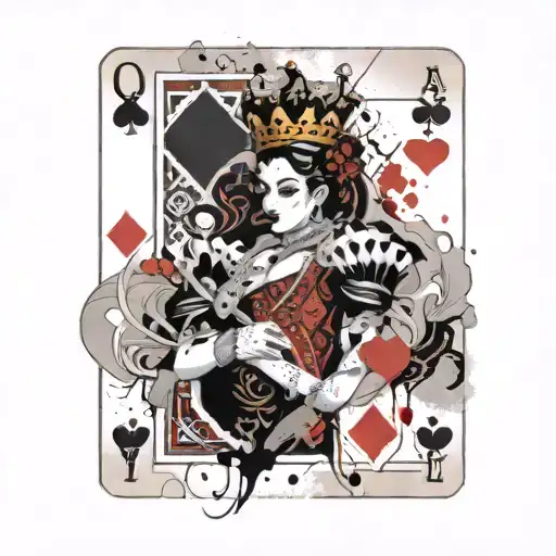 Queen Of Hearts Card Atop The Queen Of Diamonds Playing Card
