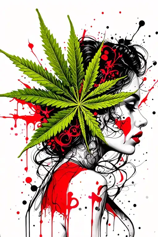 Woman Weed Leaf Entwined