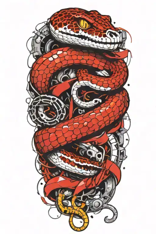 Snake Wrapped Around Bones