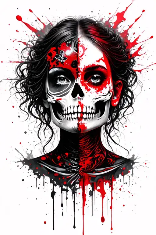 Beautiful Girls Face Morphing Half Skeleton