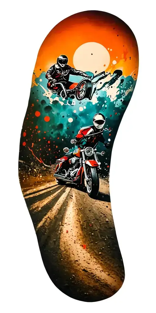 Biker On Chopper Riding In A Hood