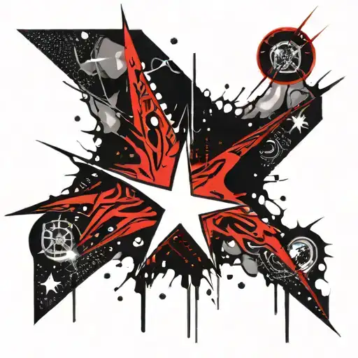 Star With Lines And Spikes