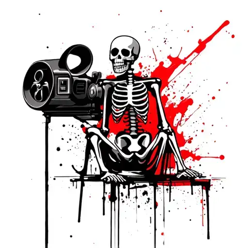 Movie Projector Skeleton Sitting