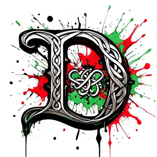 Celtic Style Capital Letter D In Silver And Green