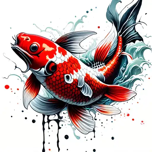 Koi Fish With Waves