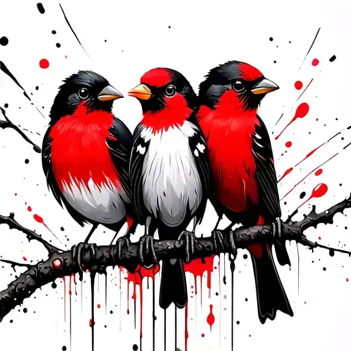 Three Little Birds Perched