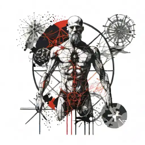Vitruvian Man Abstract Design With Intricate Patterns
