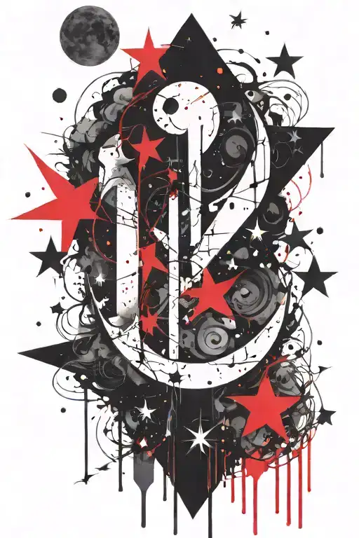 Goth Stars And Moon With Letter X