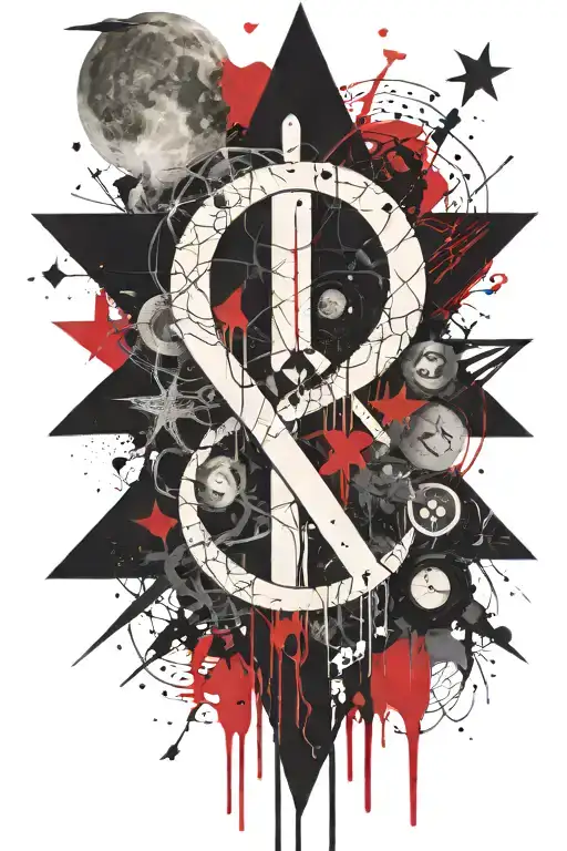 Goth Stars And Moon With Letter X