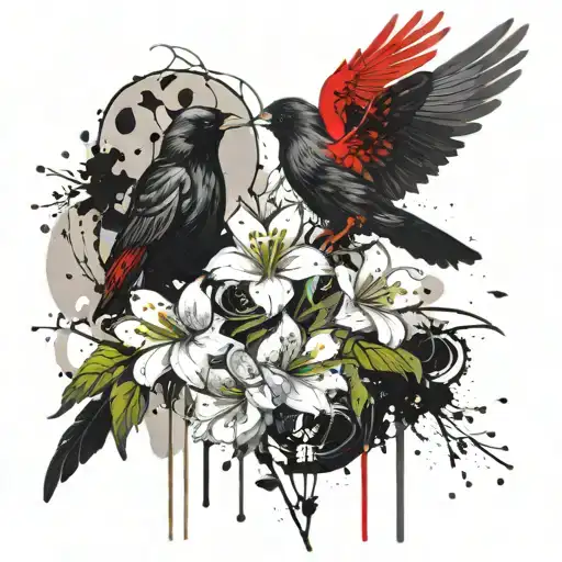 Lilly Of The Valley And Aster And Raven