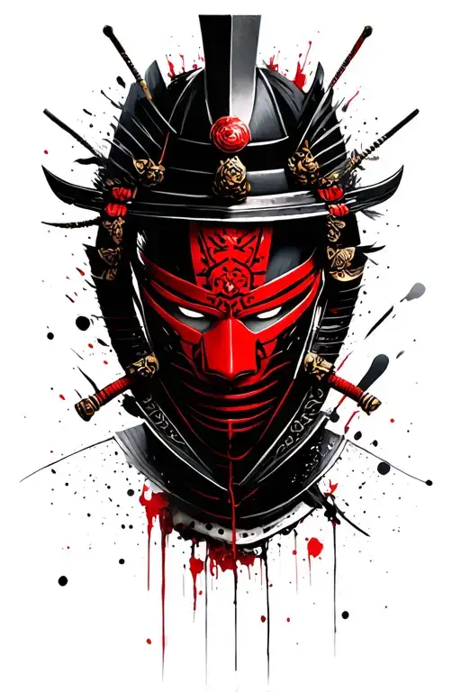 Samurai With Red Mask